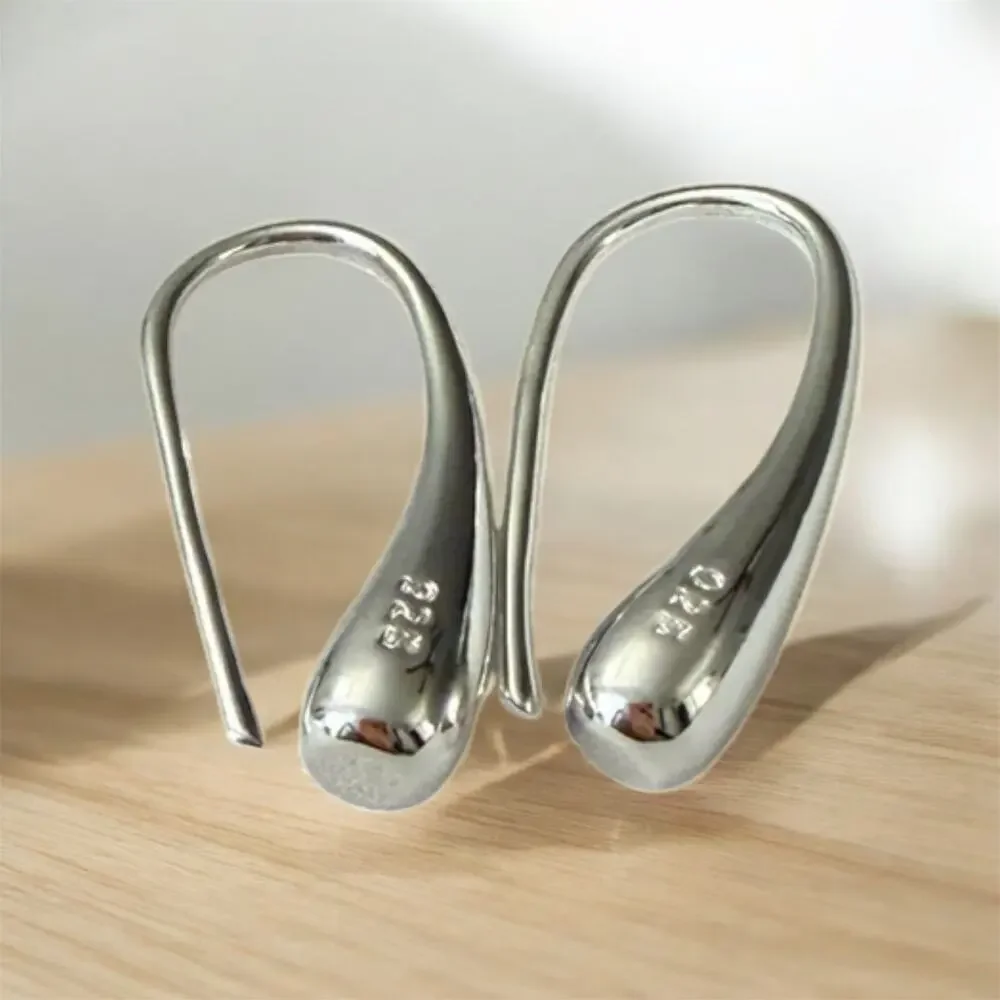925 Stamped Sterling Silver Plated Water Droplet Earrings Hook 1inch